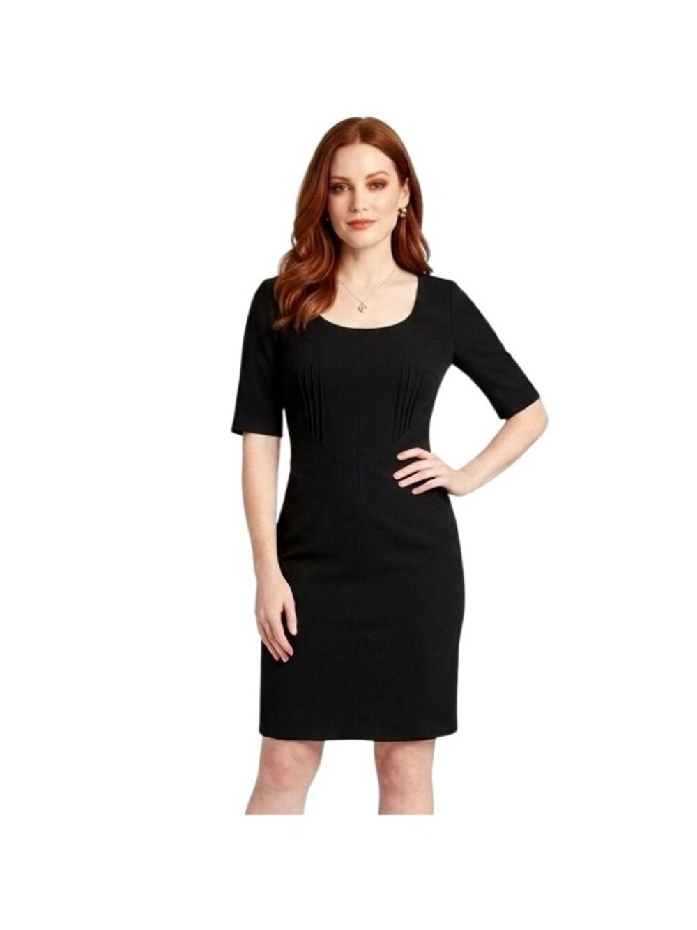 Z Spoke By Zac Posen Black Sheath Dress LBD 8 Short Sleeves Career Professional